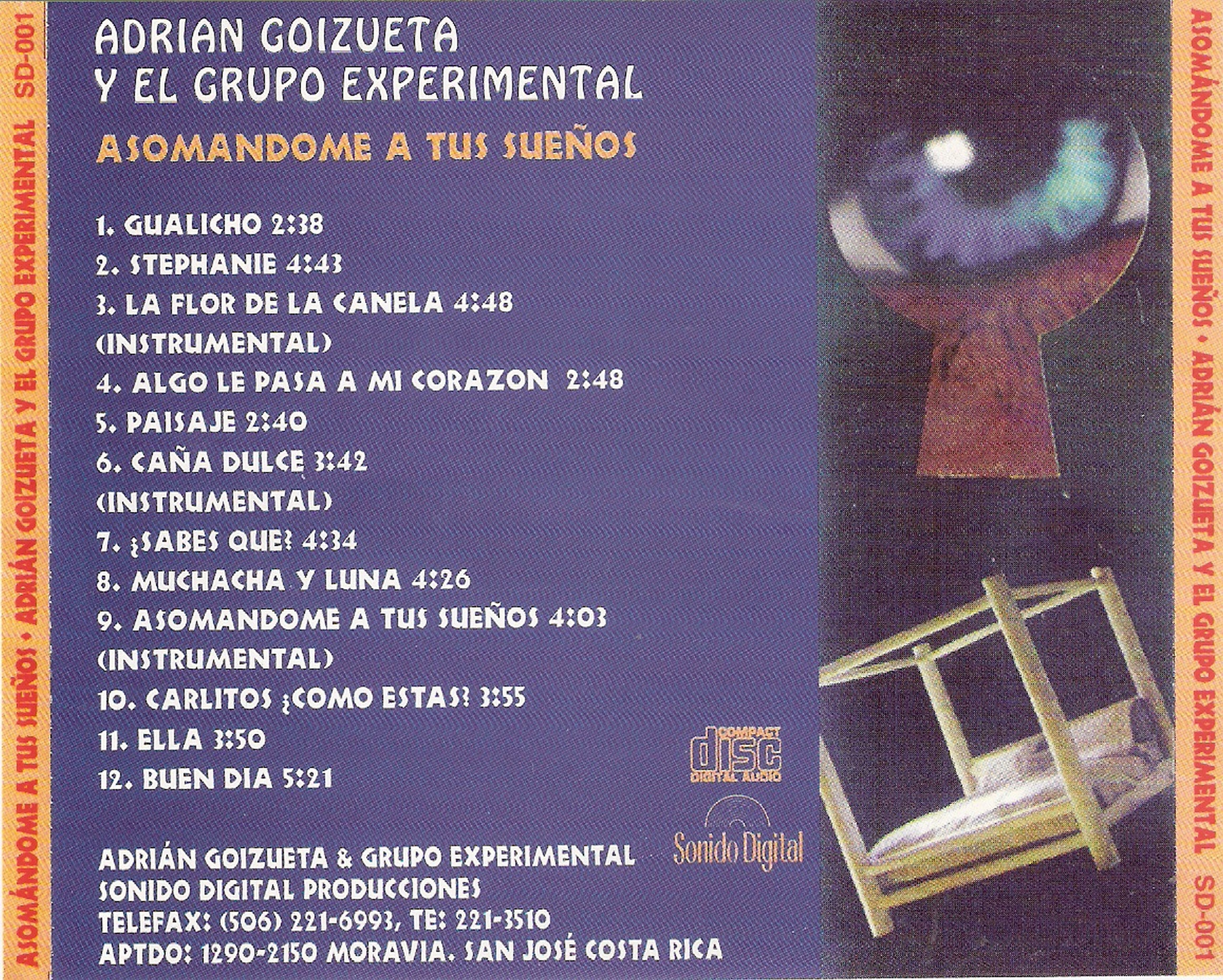 Contratapa de Adrián Goizueta y el experimental — Asomándome a Tus Sueños