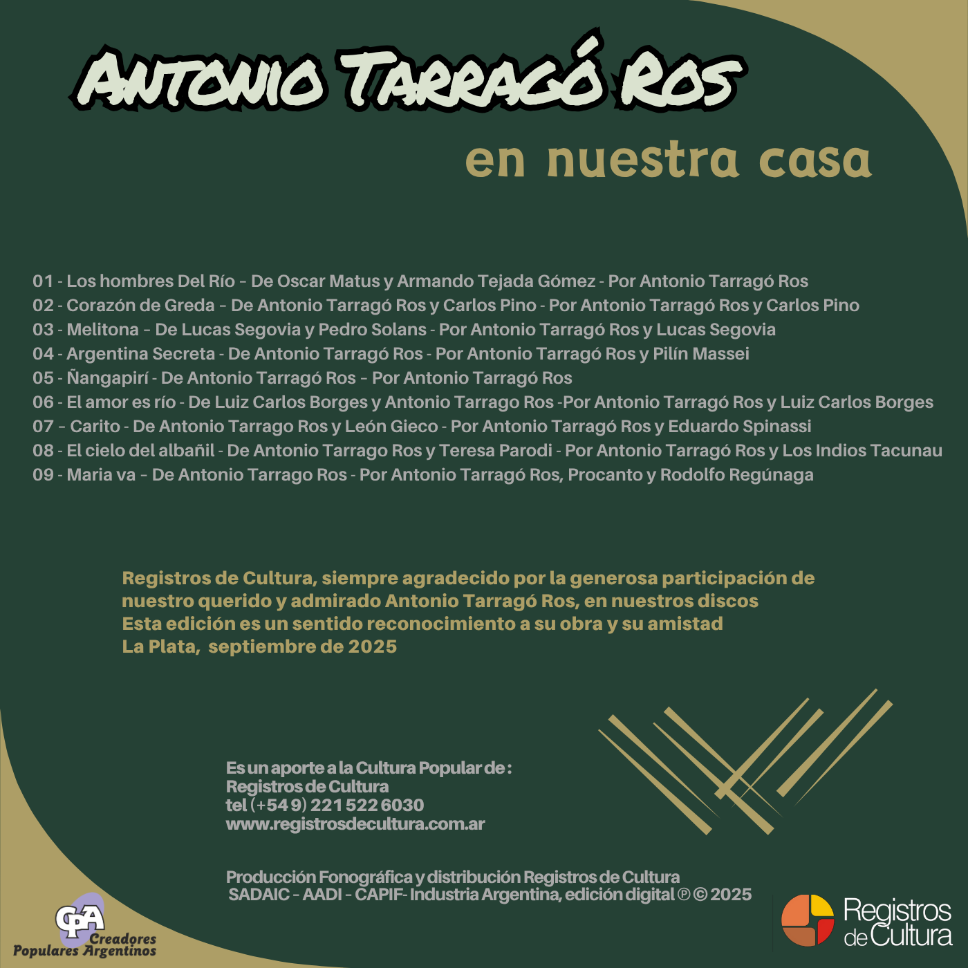 Contratapa de Antonio Tarragó Ros — Antonio Tarragó Ros En nuestra casa