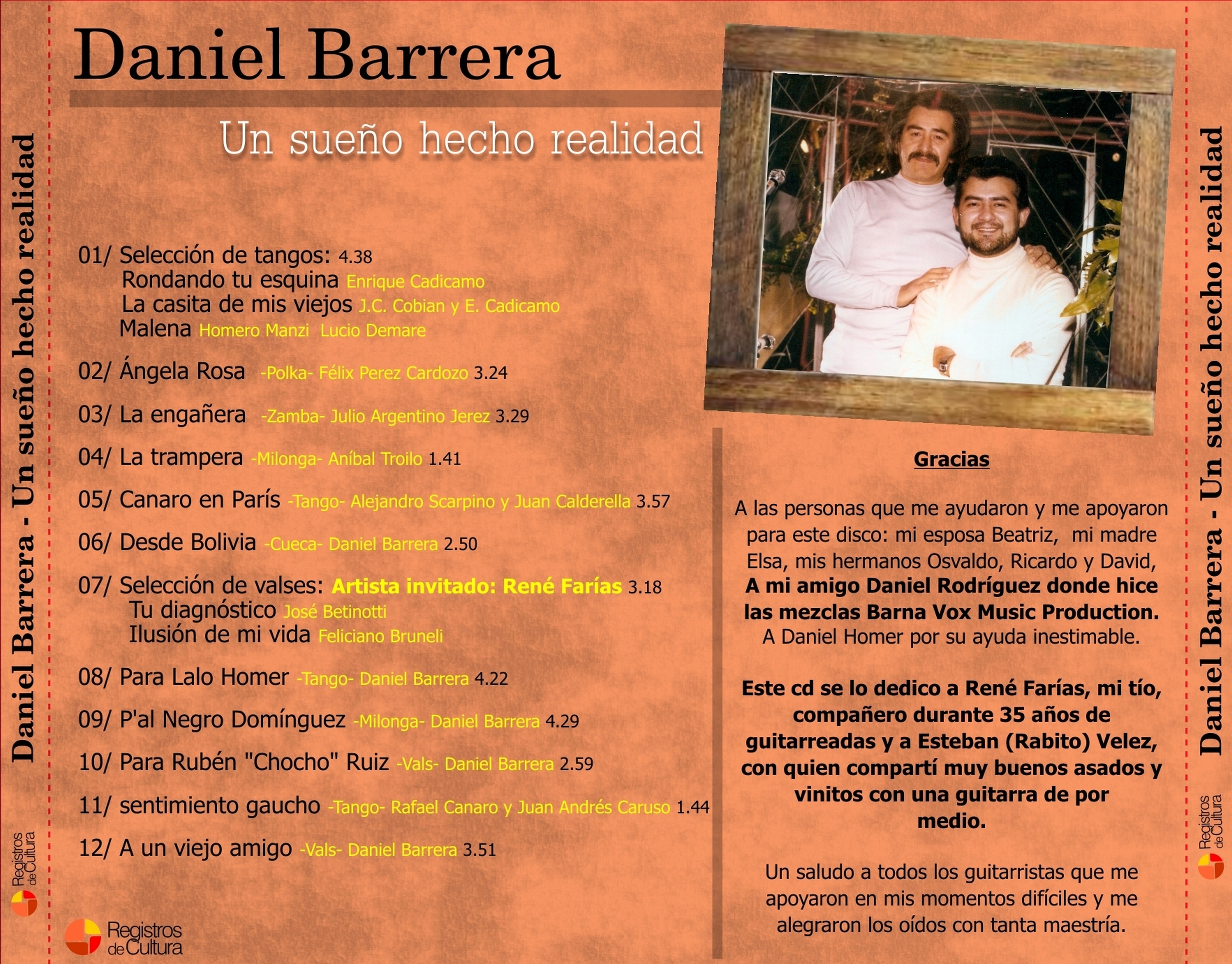 Contratapa de Daniel Barrera — Un Sueño Hecho Realidad