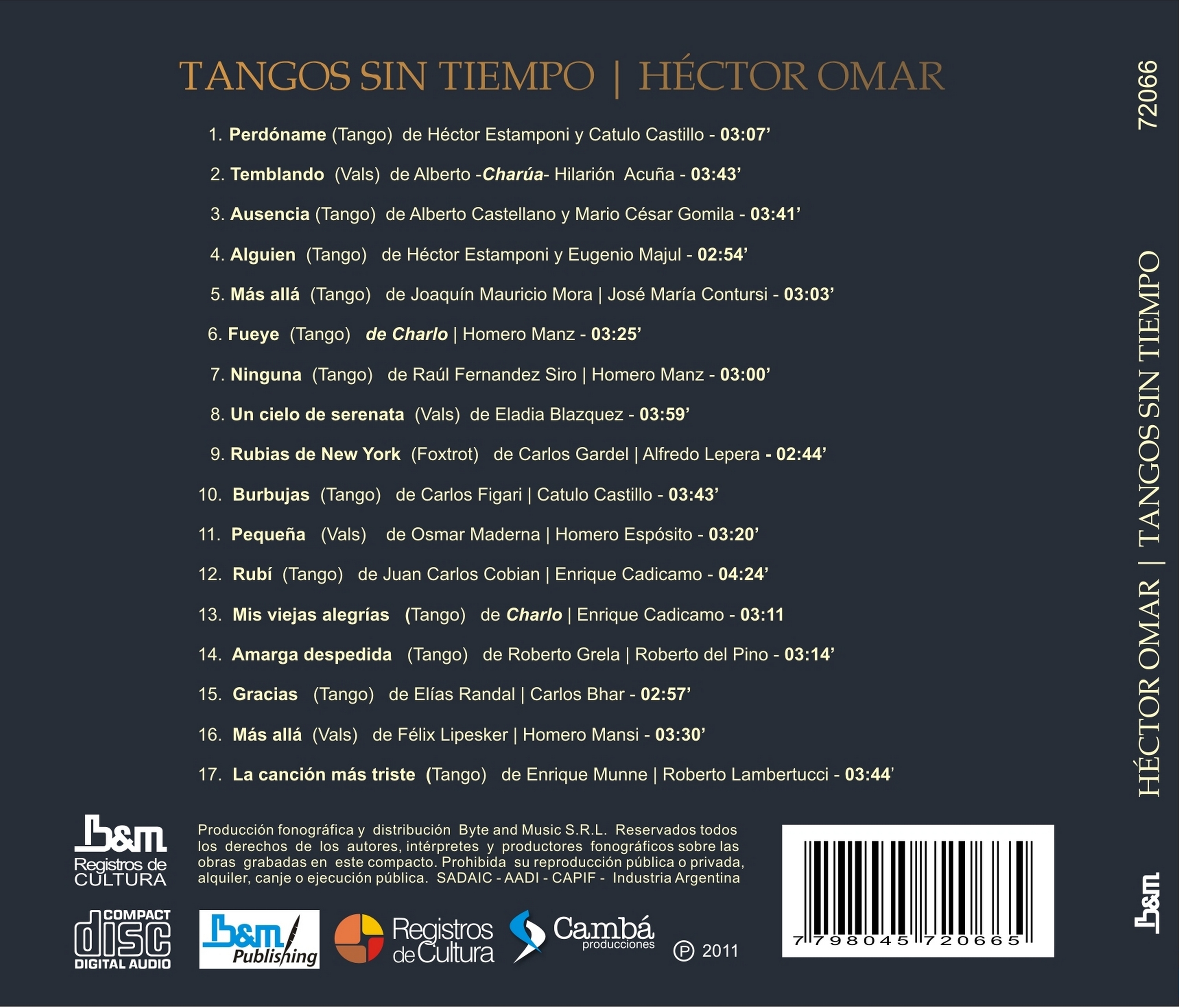 Contratapa de Héctor Omar — Tango sin Tiempo