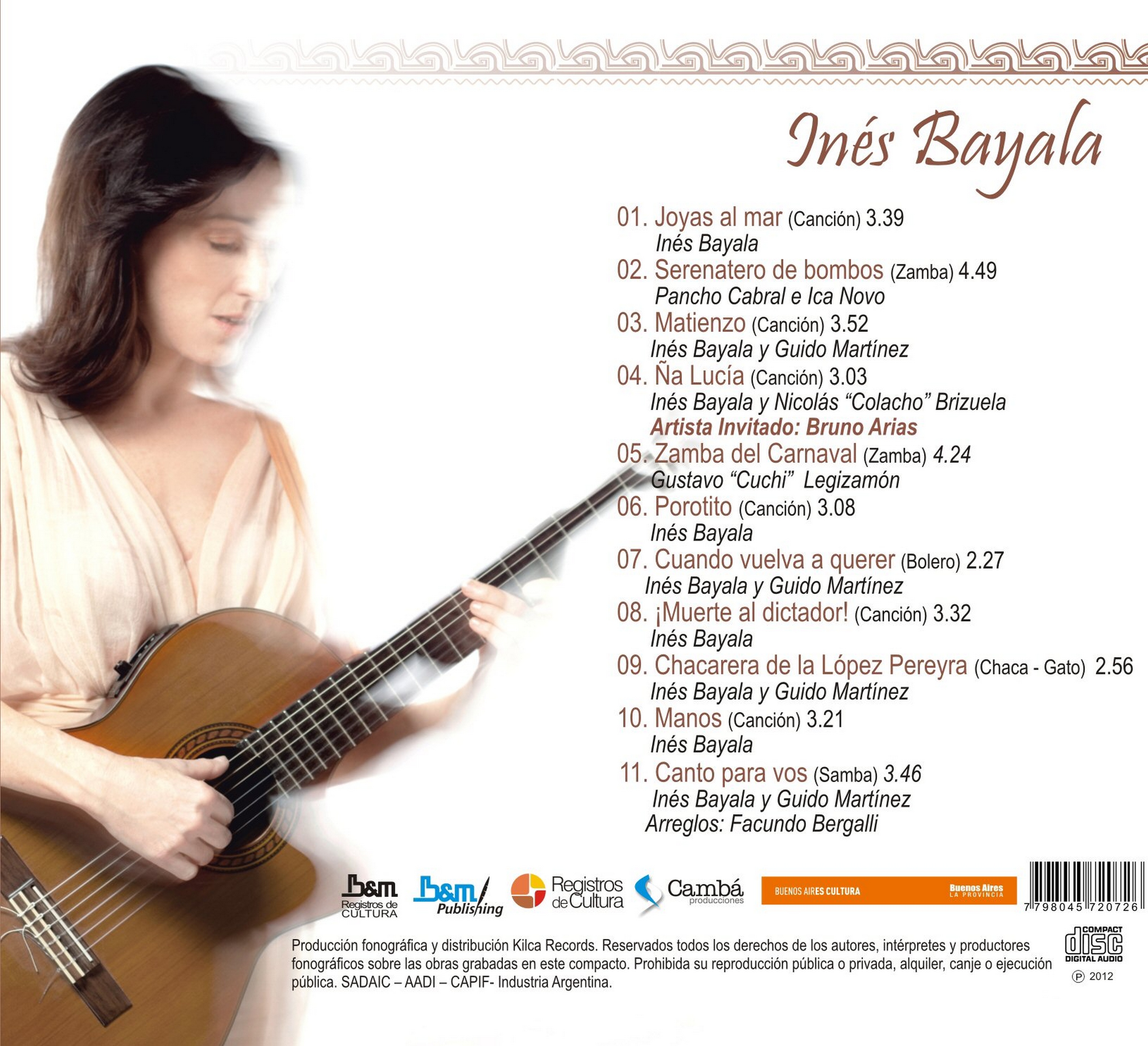 Contratapa de Inés Bayala — Vuelvo Canción