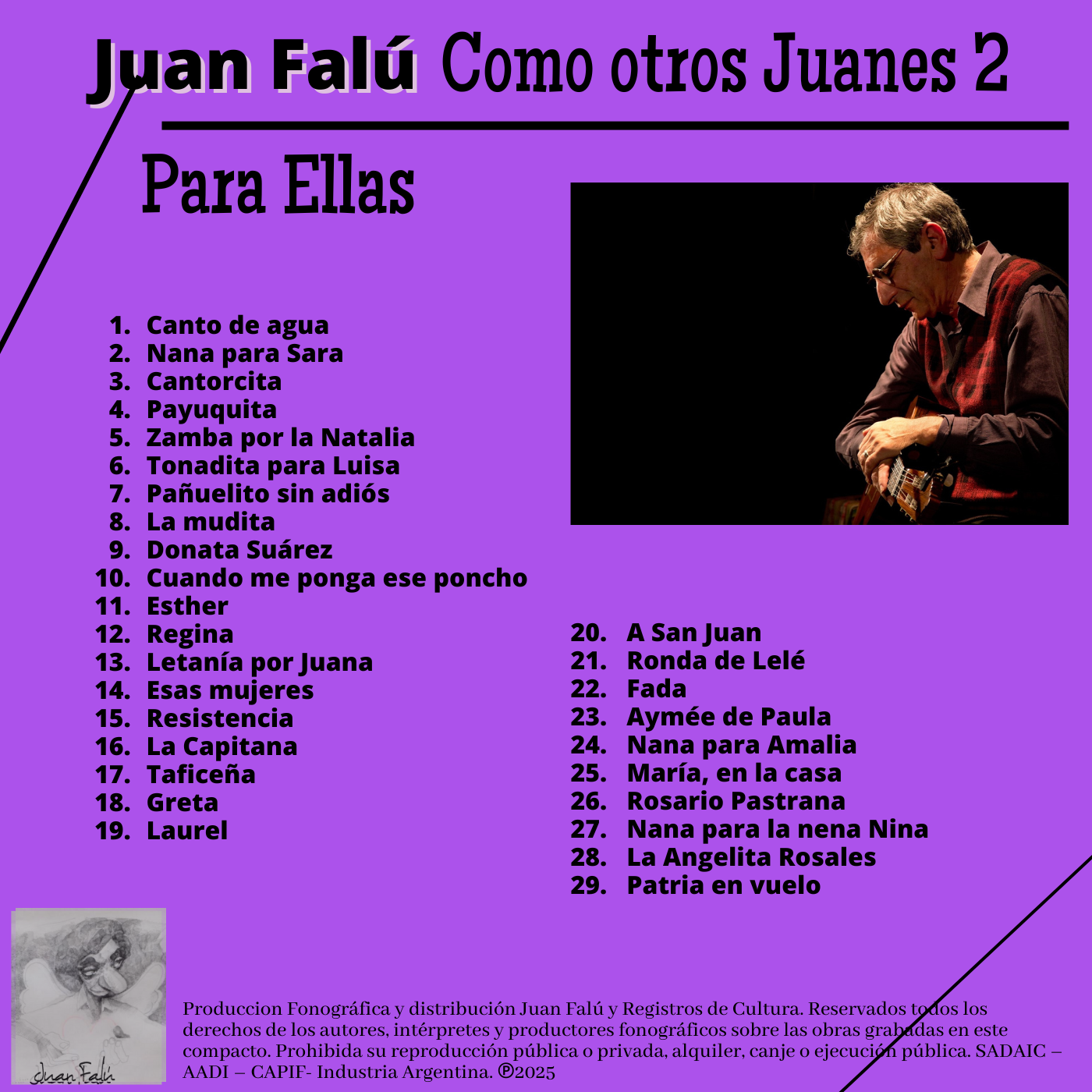 Contratapa de Juan Falú — Para Ellas