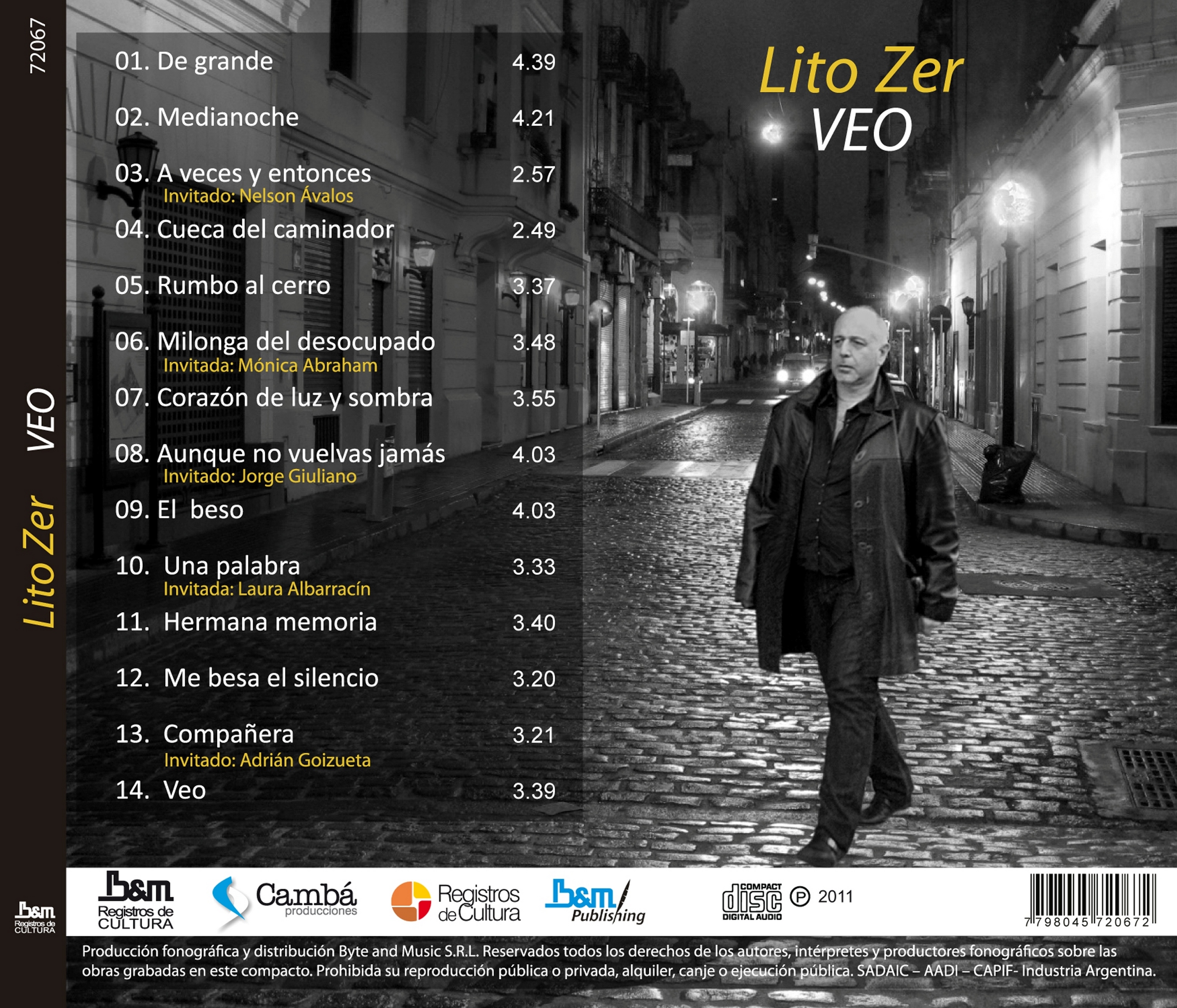Contratapa de Lito Zer — Veo