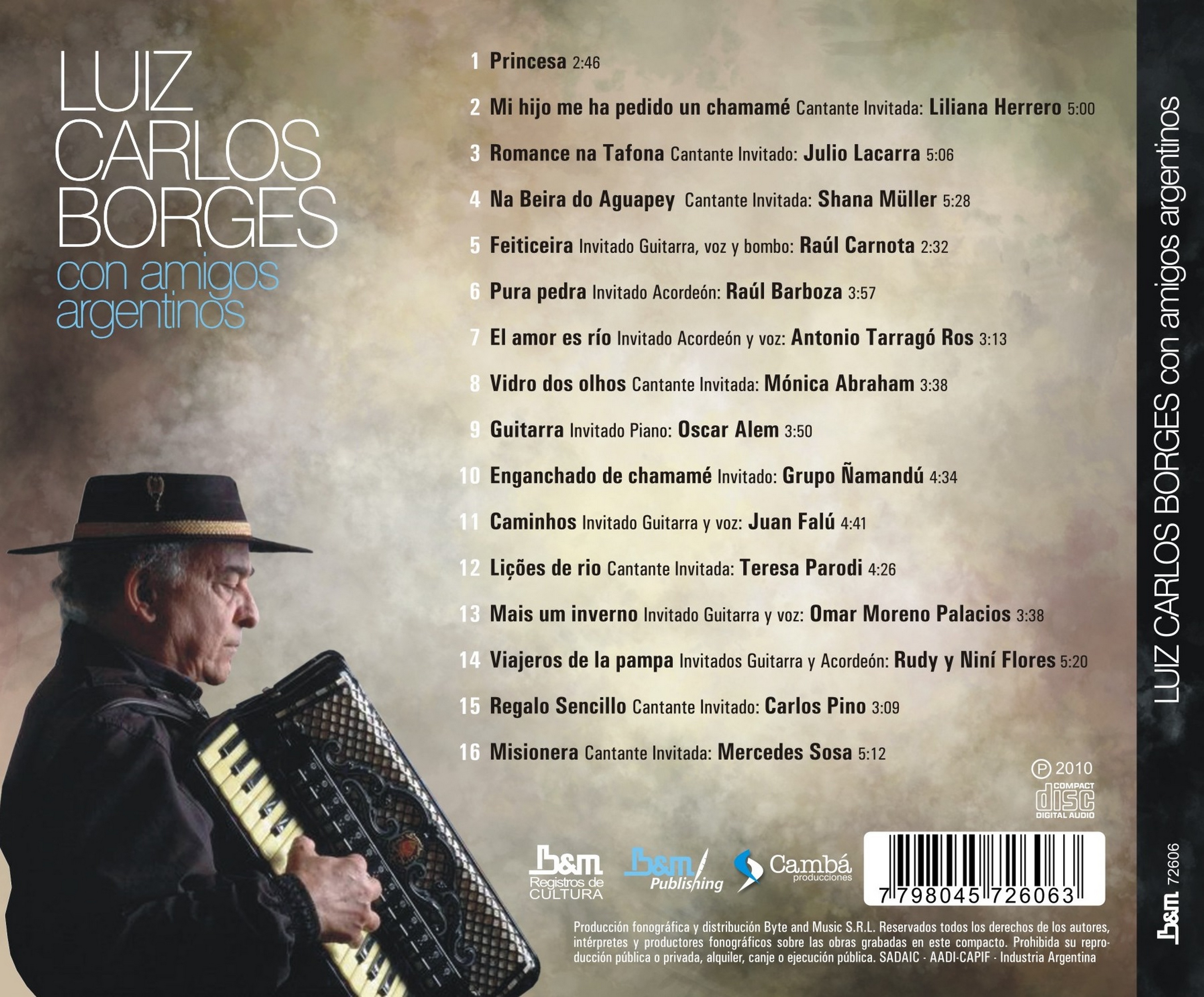 Contratapa de Luiz Carlos Borges — Con Amigos Argentinos