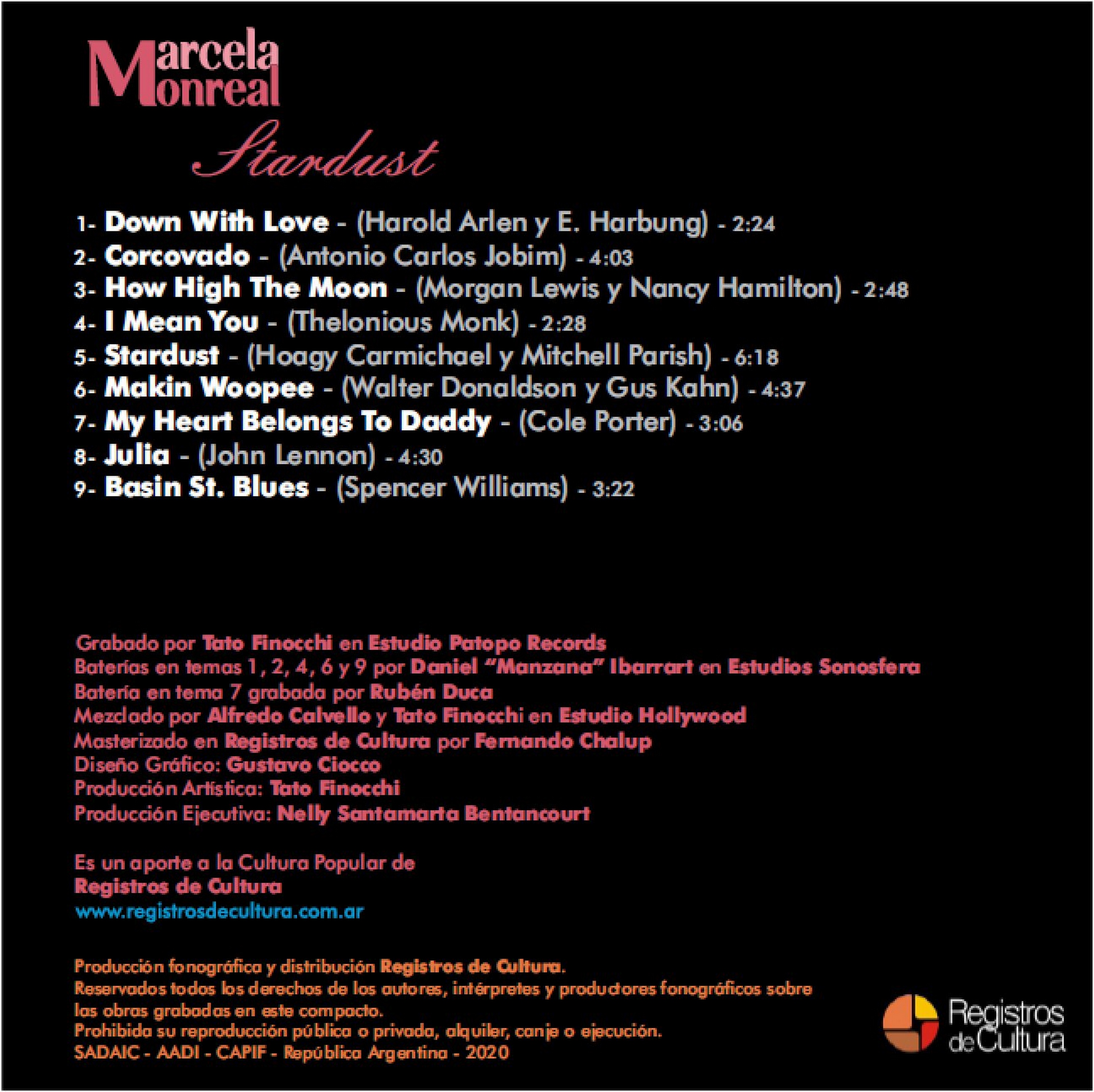 Contratapa de Marcela Monreal — Stardust