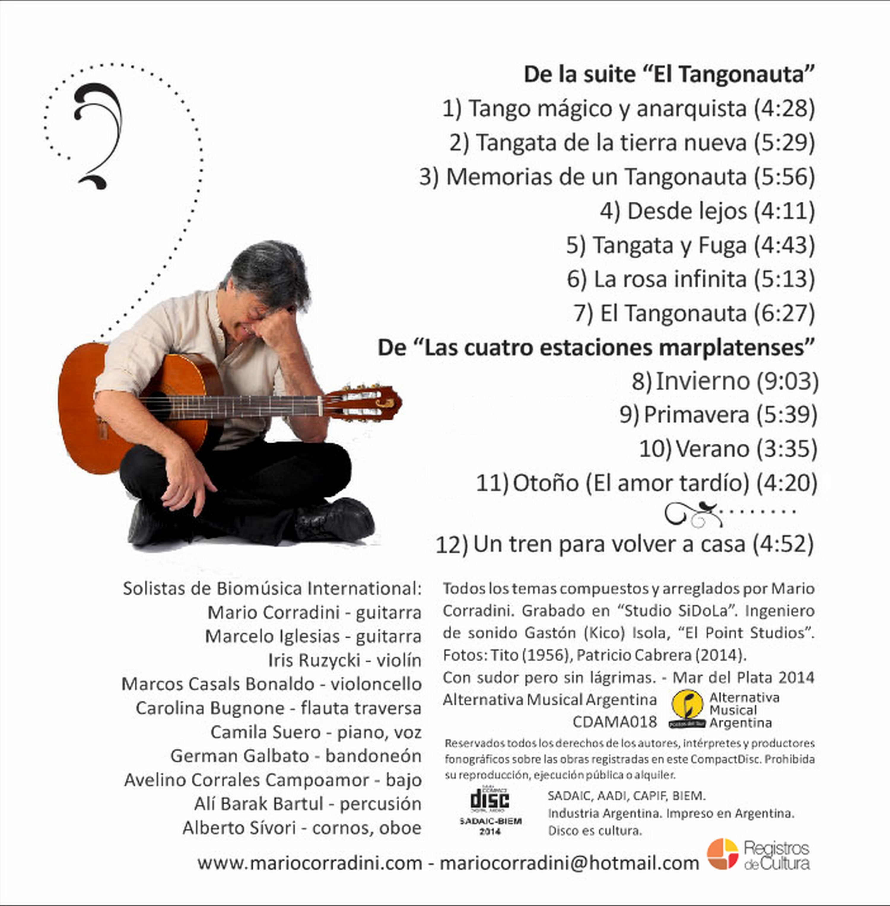 Contratapa de Mario Corradini — La Música En Sí