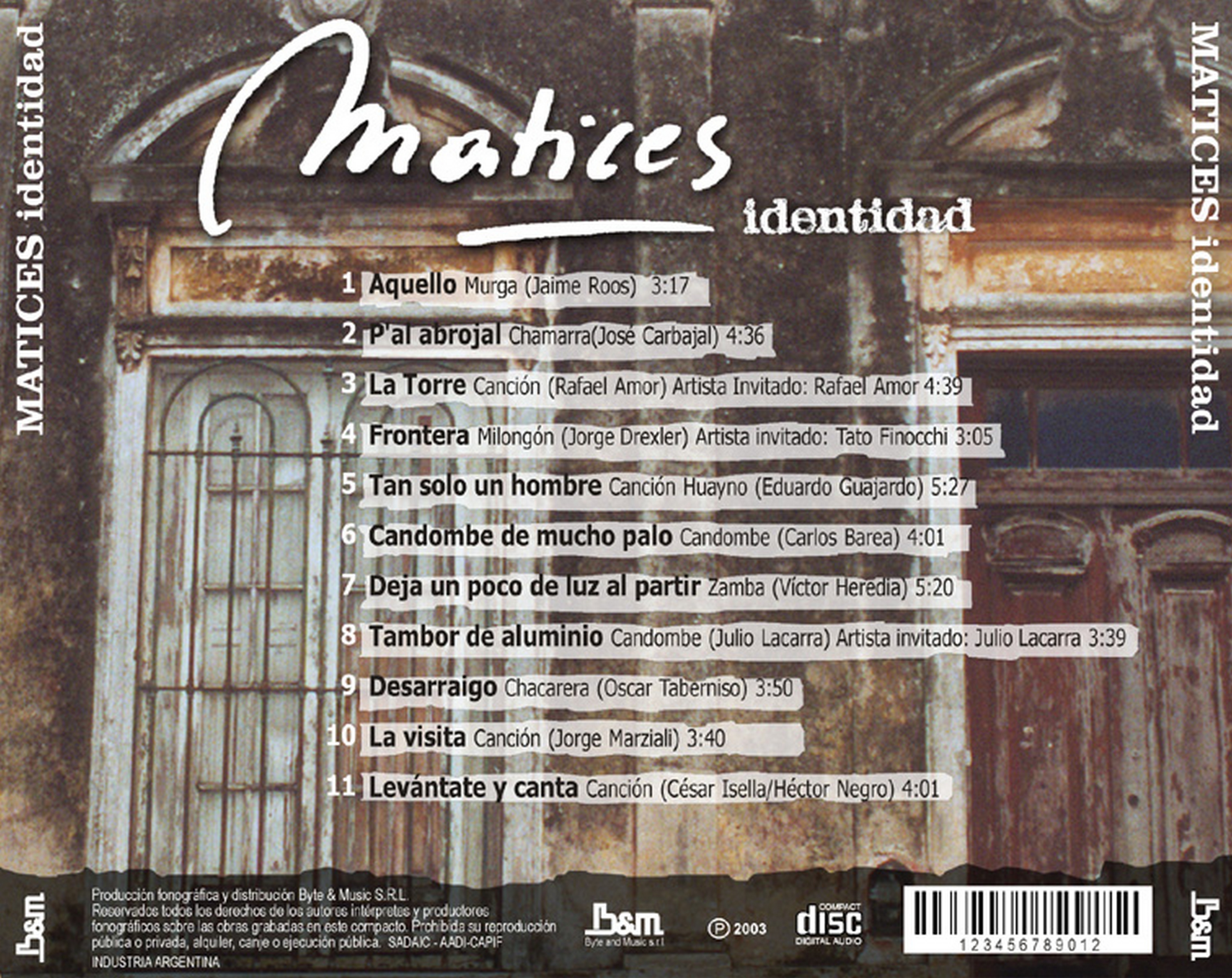 Contratapa de Matices — Identidad