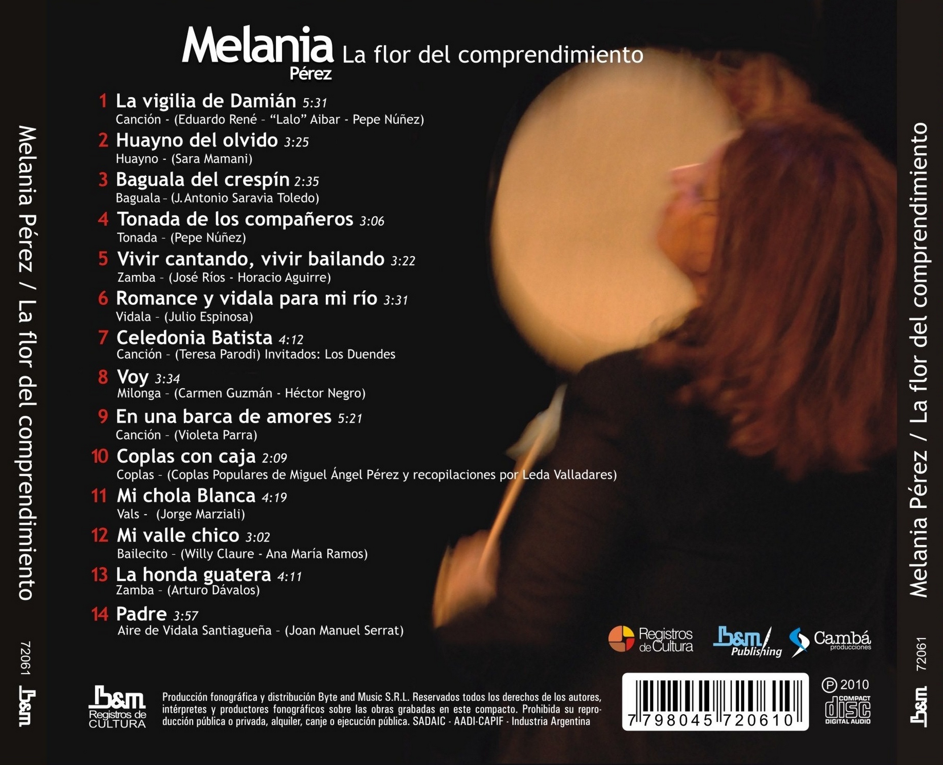 Contratapa de Melania Pérez — La flor del comprendimiento