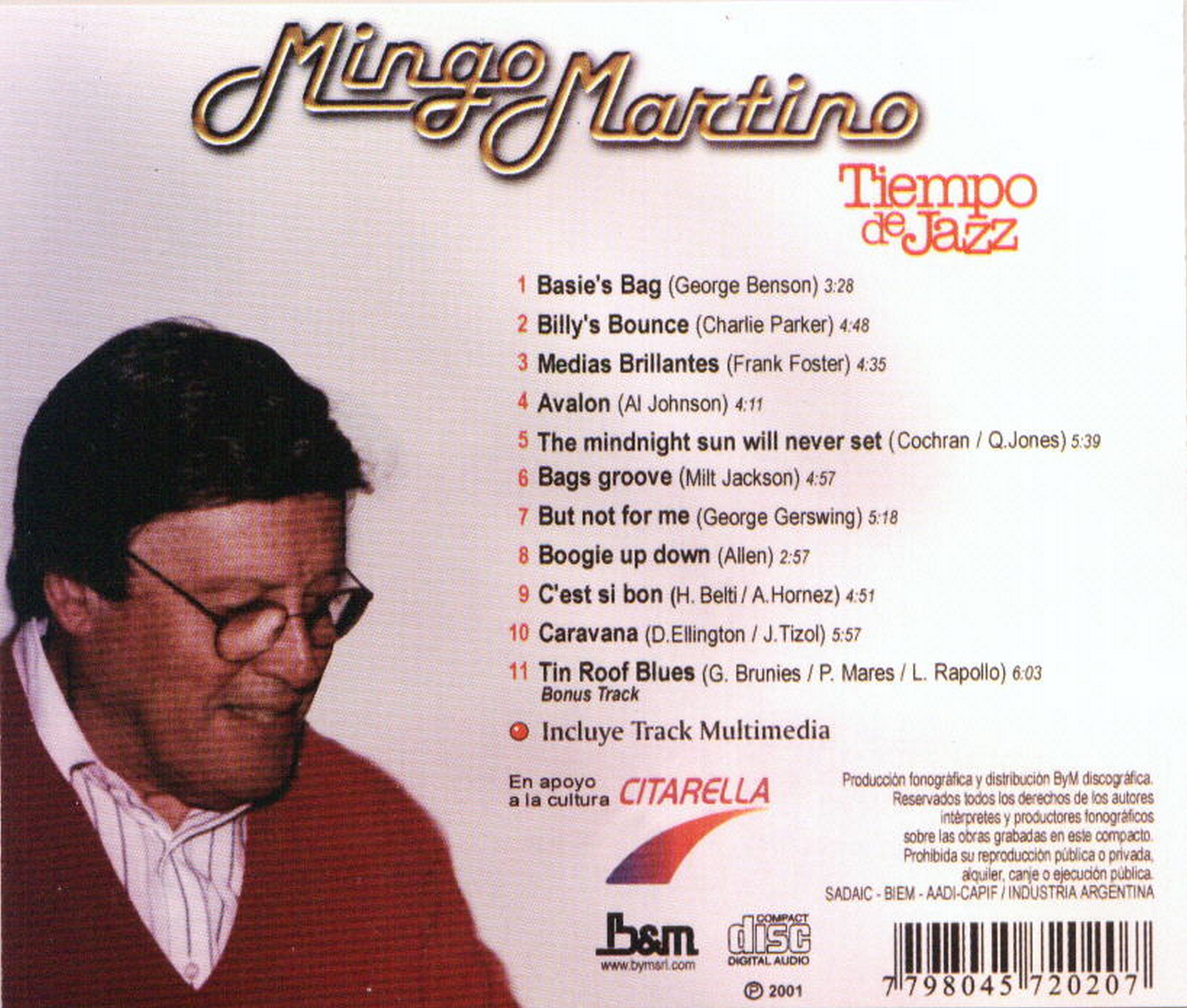 Contratapa de Mingo Martino — Tiempo de Jazz