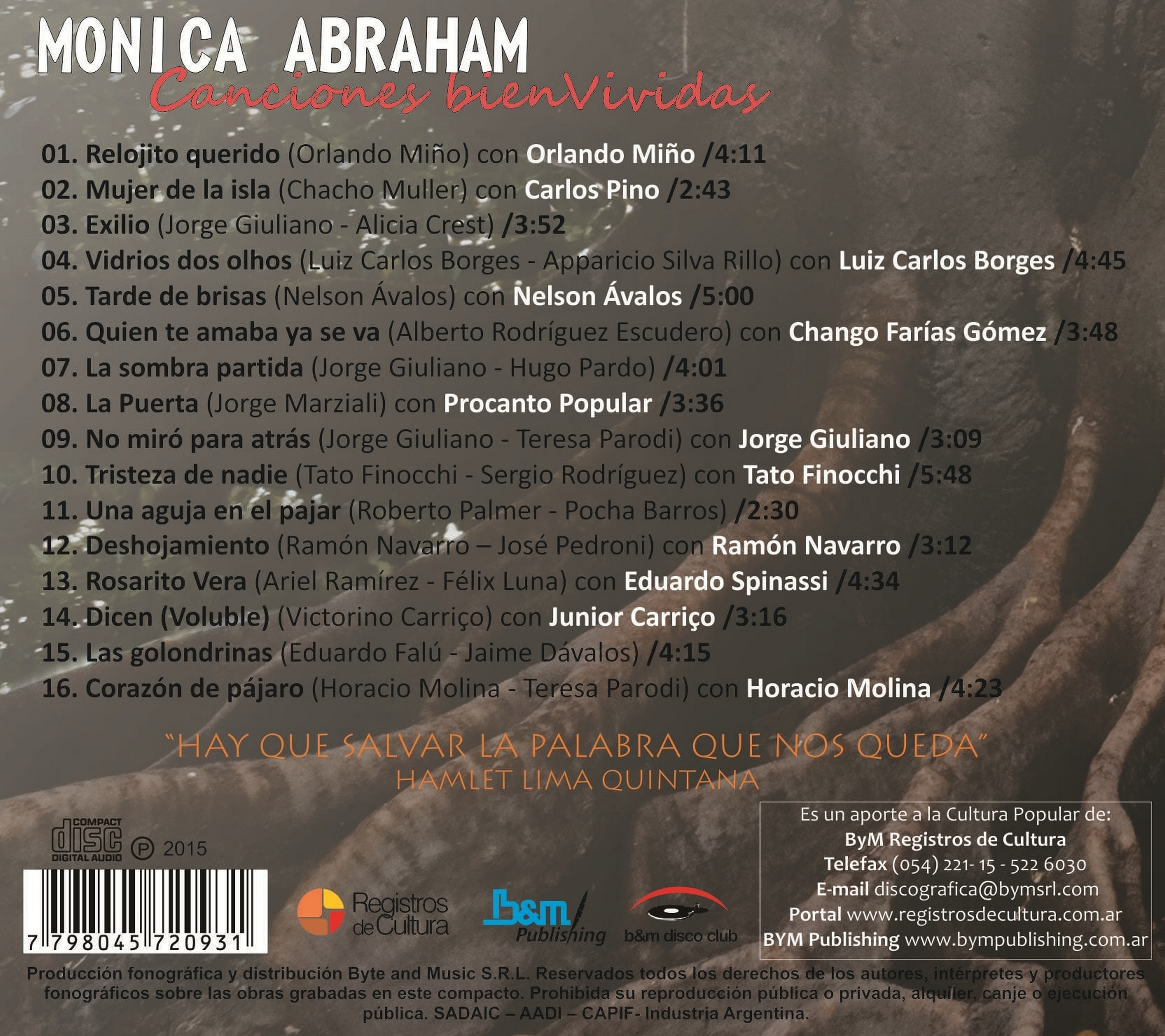 Contratapa de Mónica Abraham — Canciones Bienvividas