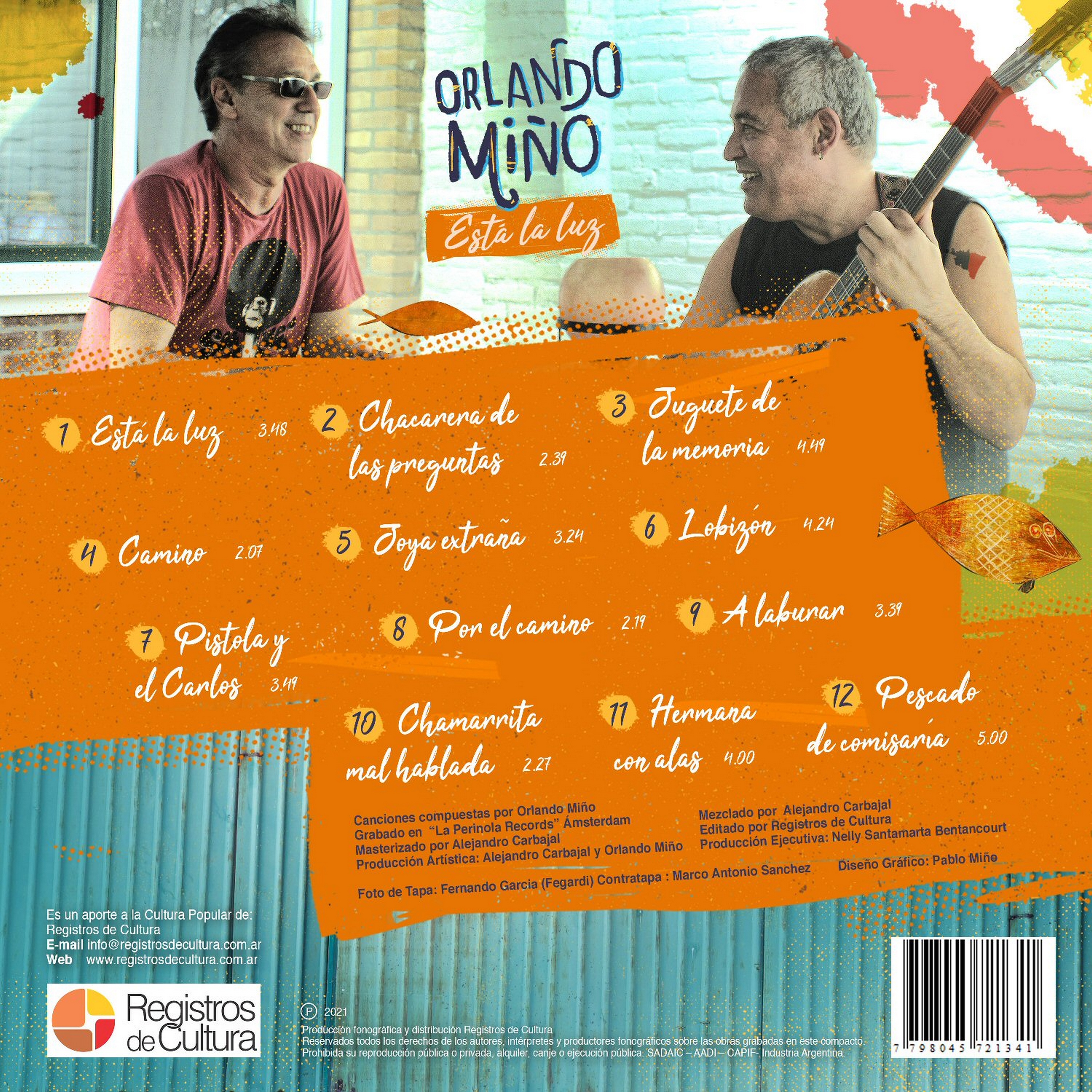 Contratapa de Orlando Miño — Está la luz