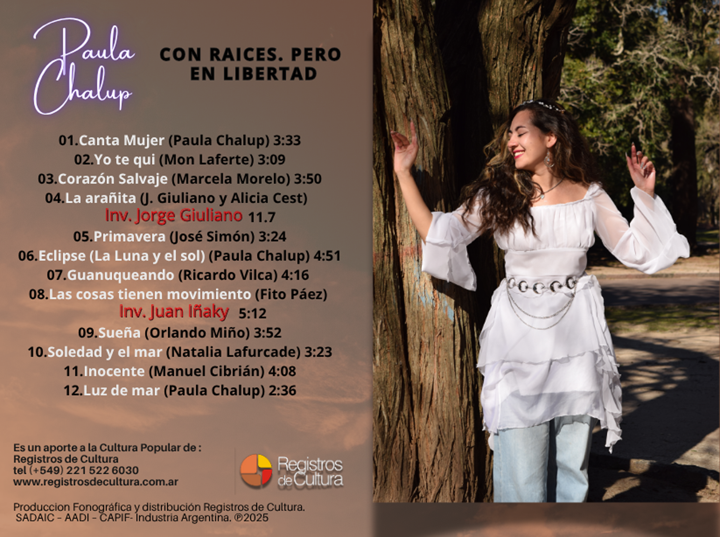 Contratapa de Paula Chalup — Con raices, pero en libertad